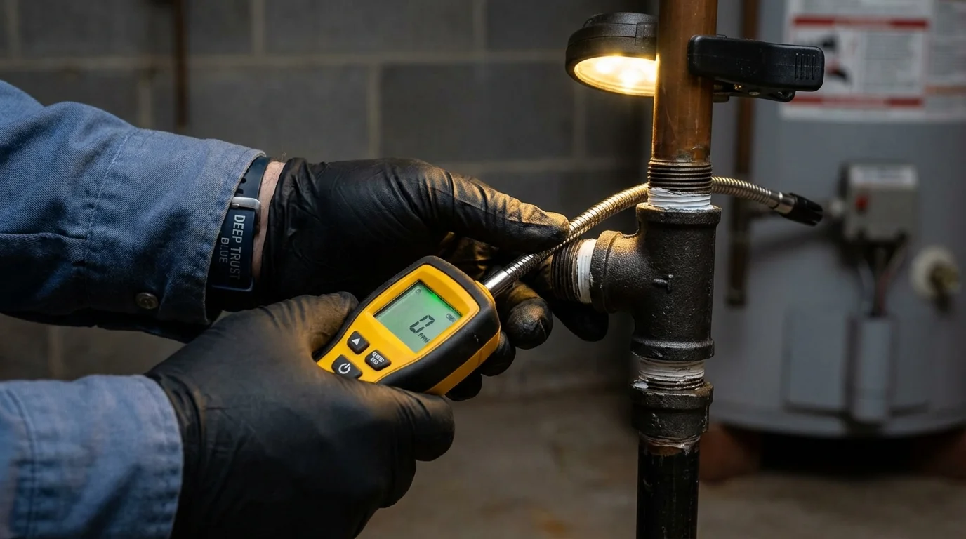 Gas leak detection with electronic sniffer by Johns Plumbing LLC in Mountain Top
