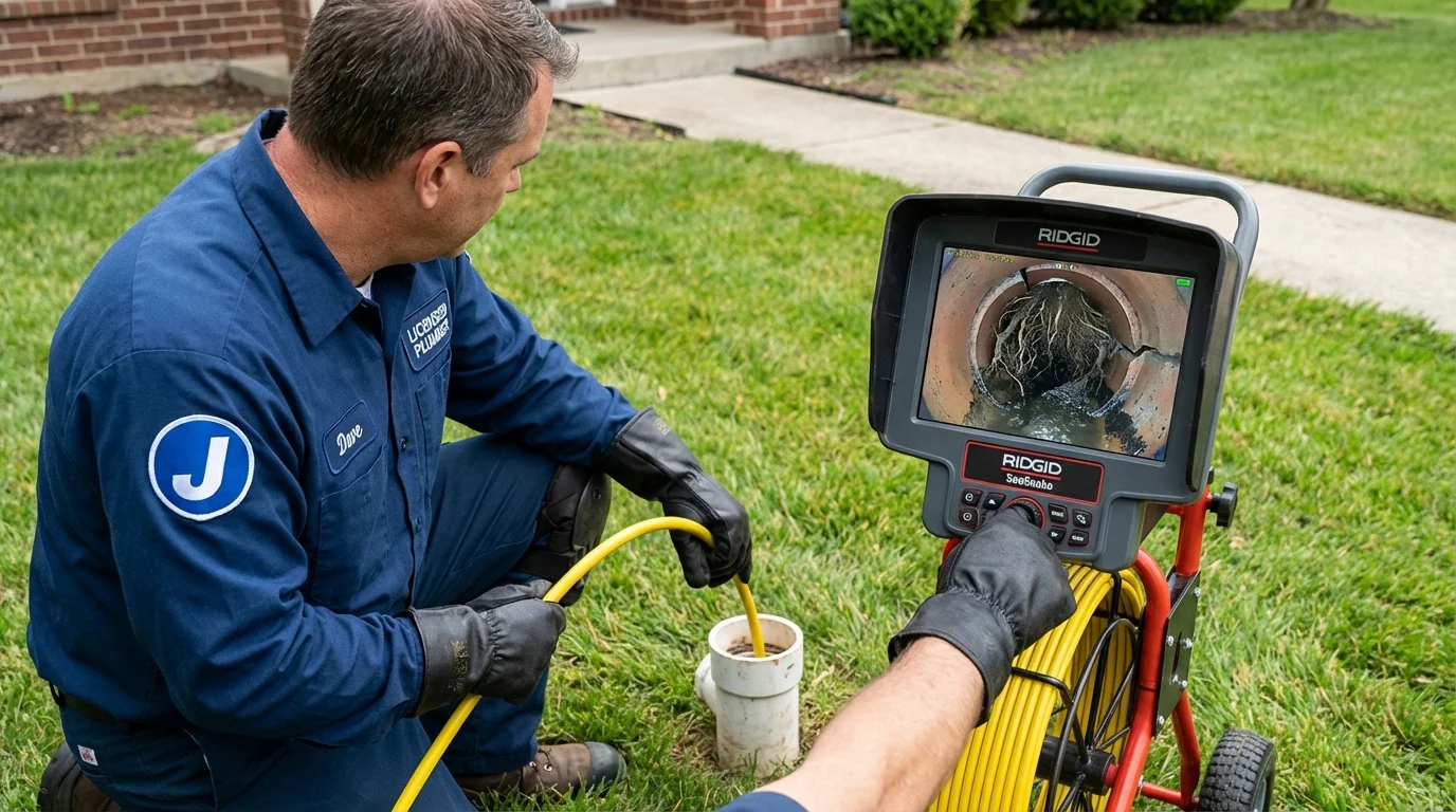Sewer camera inspection being performed by Johns Plumbing LLC in Mountain Top
