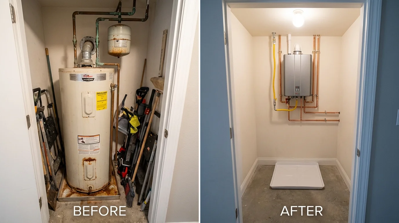 Tank water heater versus wall-mounted tankless unit comparison for Mountain Top, PA homeowners